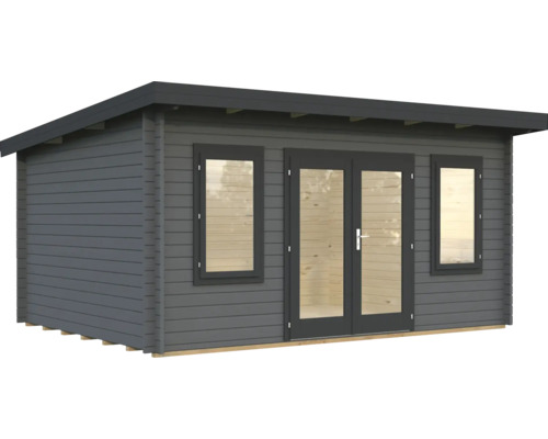 Abri de jardin en bois avec fenêtres et porte double