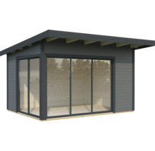 Abri de jardin avec façade en verre pour l''extérieur