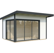 Abri de jardin avec porte coulissante et toit plat