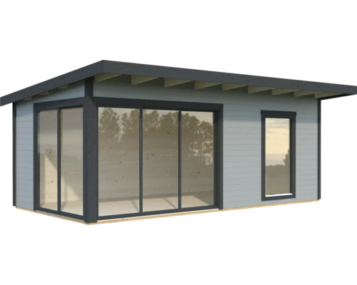 Abri de jardin moderne avec portes coulissantes et fenêtre