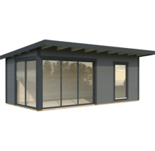 Abri de jardin moderne avec portes coulissantes et fenêtre