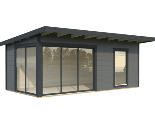 Abri de jardin moderne avec portes coulissantes et fenêtre