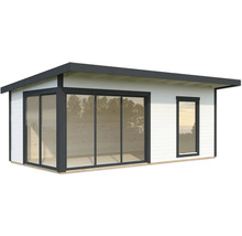 Abri de jardin moderne avec portes coulissantes et fenêtre