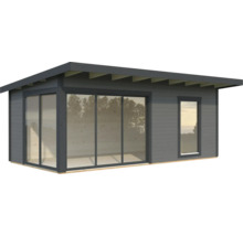 Modernes Gartenhaus mit Schiebetüren und Fenster