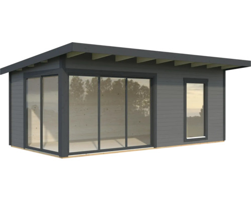 Modernes Gartenhaus mit Schiebetüren und Fenster