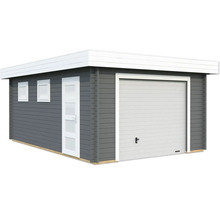 Holzgarage mit Sektionaltor, Nebentür und Fenstern