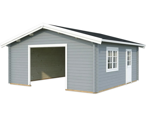 Holzgarage mit Fenster und Tür