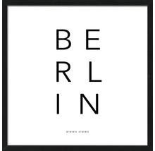 Gerahmtes Berlin-Poster mit den Koordinaten 52 Grad 30 Minuten 59 Sekunden Nord und 13 Grad 24 Minuten 09 Sekunden Ost
