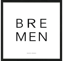 Bremen Schriftzug in einem schwarzen Bilderrahmen