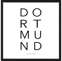 Gerahmtes Bild mit dem Schriftzug Dortmund und Koordinaten