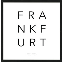 Gerahmtes Bild mit dem Schriftzug Frankfurt und den Koordinaten