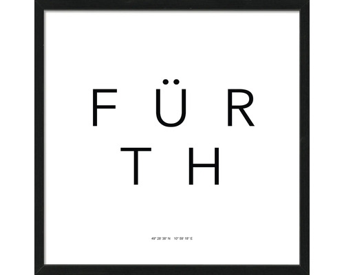 Gerahmtes Bild Fürth Letters simple 53x53 cm