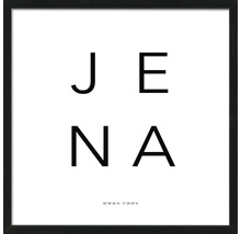 Gerahmtes Bild mit dem Wort Jena und Koordinaten