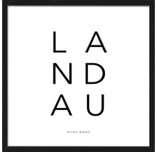 Gerahmtes Wandbild mit dem Wort Landau und Koordinaten