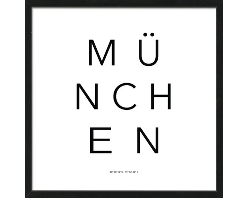 Gerahmtes Bild München Letters simple 53x53 cm