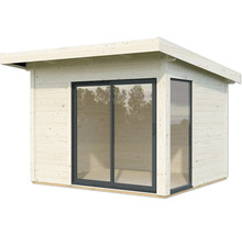 Abri de jardin avec porte coulissante et fenêtre en bois