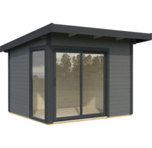 Modernes Gartenhaus mit Schiebetür und Flachdach