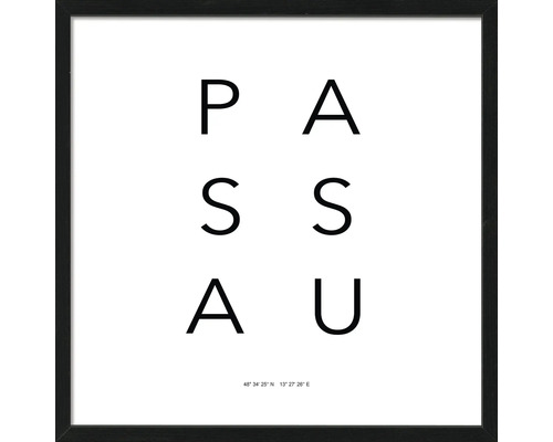 Gerahmtes Bild Passau Letters simple 53x53 cm