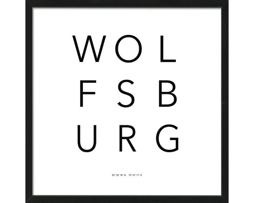 Gerahmtes Bild Wolfsburg Letters simple 53x53 cm