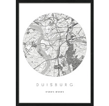 Image encadrée avec une carte de Duisbourg et des coordonnées