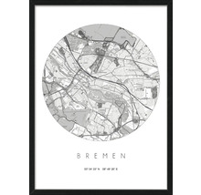 Poster encadré de Brême avec plan de la ville et coordonnées