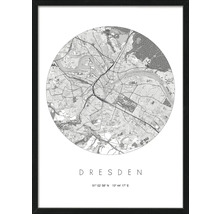 Gerahmter Dresden Stadtplan als Kunstdruck