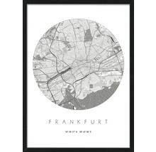 Gerahmtes Wandbild mit Frankfurt Stadtplan