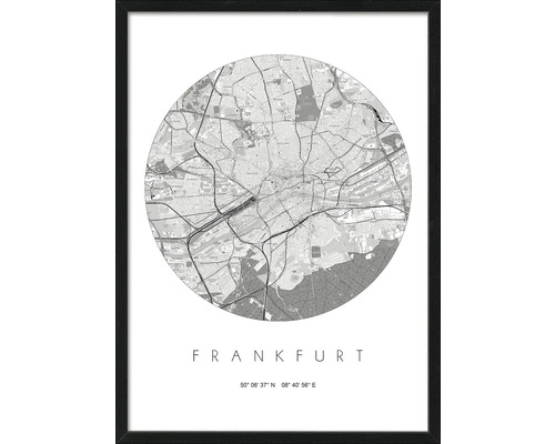 Gerahmtes Bild Frankfurt Karte 53x73 cm