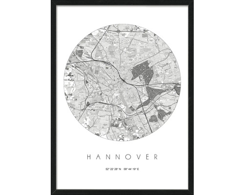 Gerahmtes Bild Hannover Karte 53x73 cm