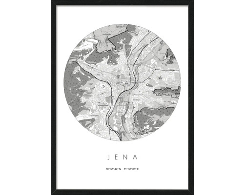 Gerahmtes Bild Jena Karte 53x73 cm