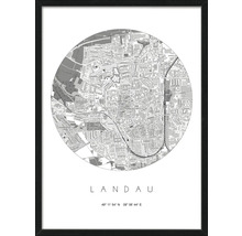Schwarz gerahmtes Bild einer Karte von Landau