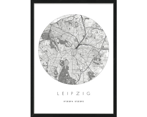 Gerahmtes Bild Leipzig Karte 53x73 cm