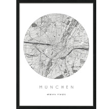Tableau mural encadré avec plan de la ville de Munich