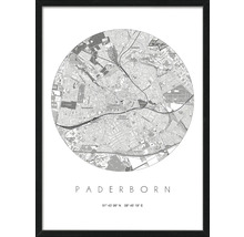 Wandbild mit Stadtplan von Paderborn und Koordinaten im Rahmen