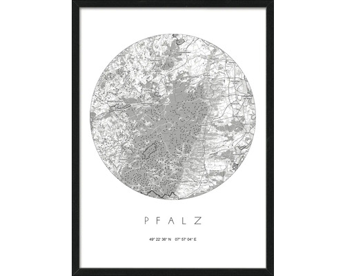 Gerahmtes Bild Pfalz Karte 53x73 cm