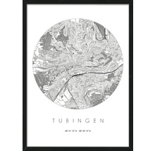 Affiche du plan de la ville de Tübingen avec cadre noir