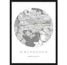 Schwarz gerahmtes Wolfsburg Stadtplan Poster
