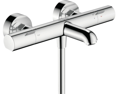 Robinet de baignoire avec thermostat hansgrohe Ecostat Life chrome 13384000 Logo Hansgrohe Mitigeur de douche apparent avec thermostat