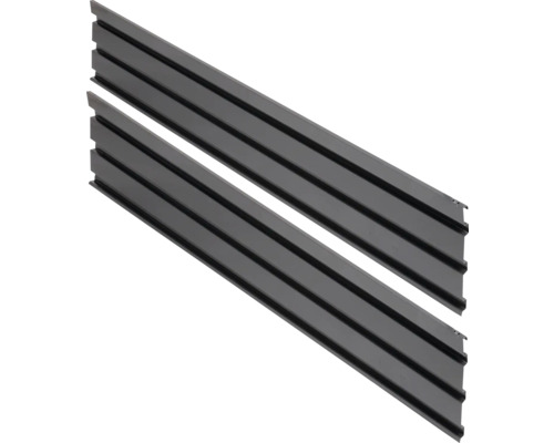 Deux rails de roulement en métal gris