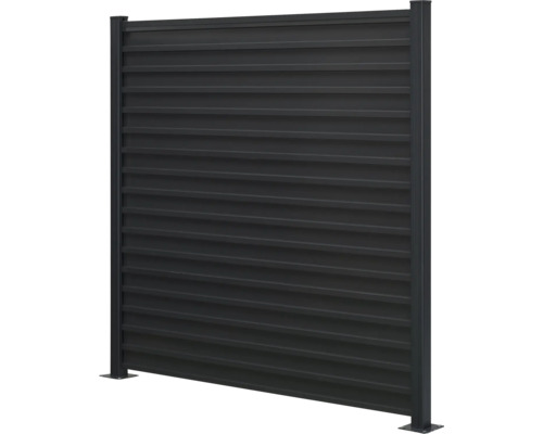 Kit de clôture à enficher floraworld profilée à cheviller 180 x 180 cm anthracite Clôture de confidentialité en métal avec des lamelles horizontales