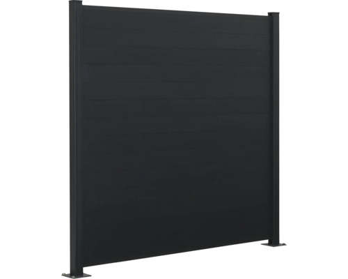 Kit de clôture à enficher floraworld aluminium à cheviller 180 x 180 cm anthracite Panneau de confidentialité en aluminium avec lames horizontales