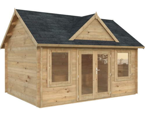 Gartenhaus Palmako Claudia 14,2 m² inkl. Fußboden 494 x 376 cm tauchgrundiert braun Holzgartenhaus mit Fenstern und Doppeltür