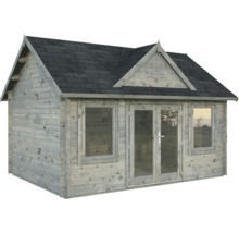 Abri de jardin en bois avec fenêtres et porte double