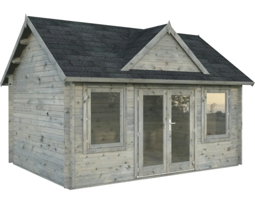 Abri de jardin Palmako Claudia 14,2 m² avec plancher 494 x 376 cm imprégné par immersion gris Abri de jardin en bois avec fenêtres et porte double