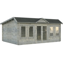 Abri de jardin en bois avec fenêtres et porte double