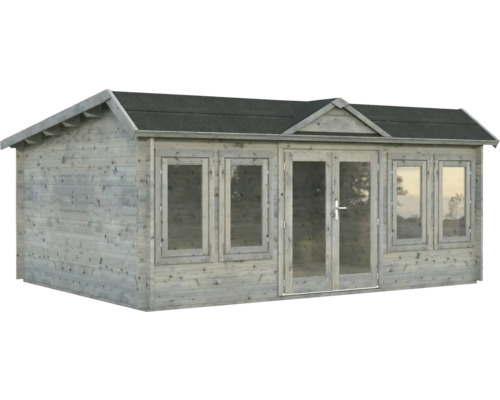 Abri de jardin Palmako Claudia Pent 19,4 m² avec plancher 578 x 425 cm imprégné par immersion gris Abri de jardin en bois avec fenêtres et porte double