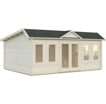 Abri de jardin en bois avec fenêtres et porte double