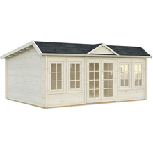 Abri de jardin en bois avec fenêtres et porte double