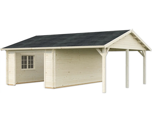 Abri de jardin en bois avec annexe et fenêtre