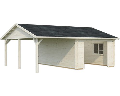Abri de jardin en bois avec annexe et fenêtre